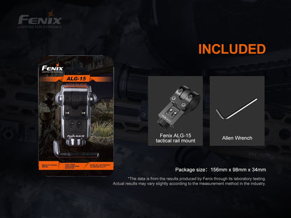 Fenix ALG-15 tactical flashlight rail mount for Picatinny rails made of durable aluminum for military, duty, and hunting applications