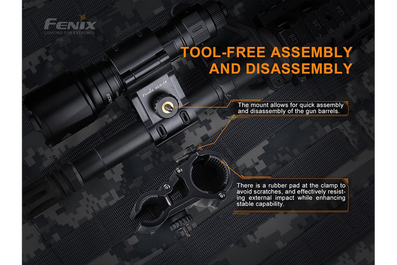 Fenix ALG-18 Flashlight Mount – Tactical Barrel Mount for Weapon Lights – FlashLight World