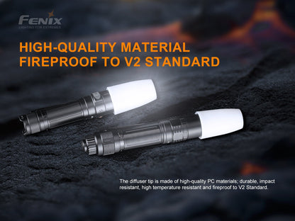 Fenix AOD-S V2 diffuser adapter for LED flashlights providing soft white light for camping, reading, and emergency lighting