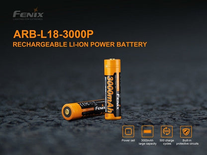 Fenix ARB-L18-3000P 18650 high-draw 3000mAh rechargeable Li-ion battery for LED flashlights and high-performance devices