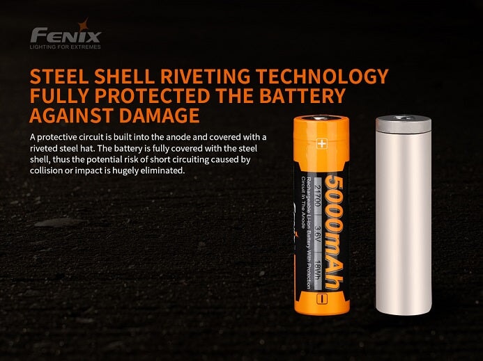 Fenix ARB-L21-5000 V2.0 – 21700 Li-ion Rechargeable Flashlight