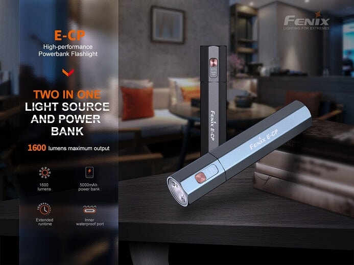 Fenix E-CP Powerbank Flashlight - Black Flashlight Fenix 