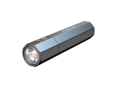 Fenix E-CP black rechargeable LED flashlight with 1600 lumens brightness and built-in powerbank for travel and emergency use