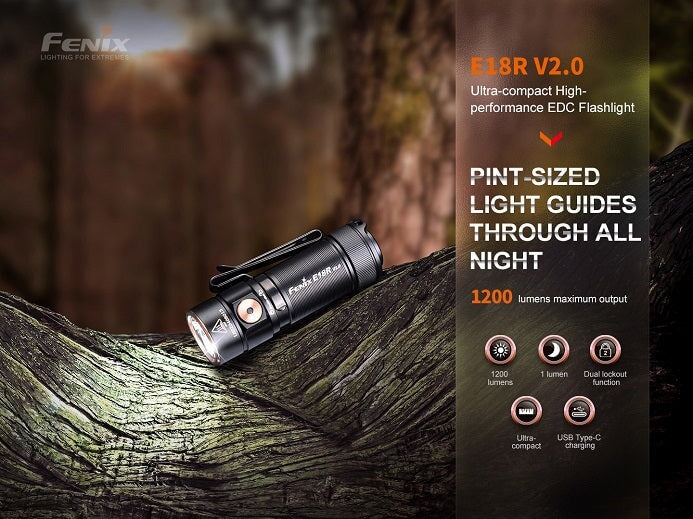 Fenix E18R V2.0 Ultra-Compact Rechargeable Flashlight Flashlight Fenix 