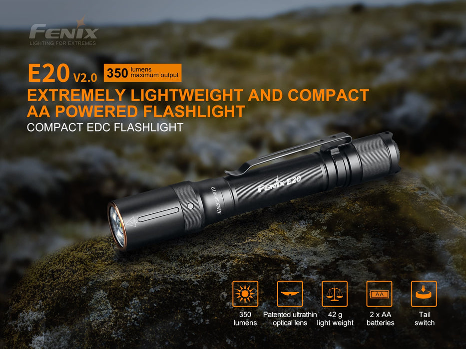 Fenix E20 v2.0 EDC AA Flashlight - 350 lumens Flashlight Fenix 