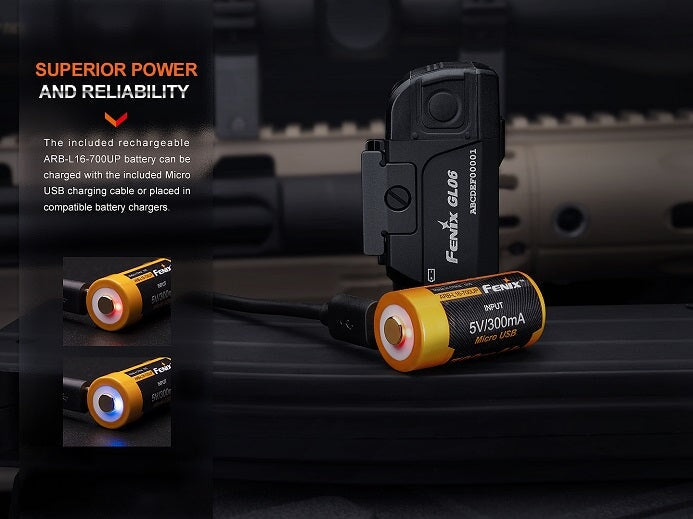 Fenix GL06-365 compact pistol-mounted tactical LED light with 600 lumens brightness for defense, law enforcement, and duty applications