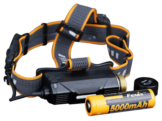 Fenix HP25R V2.0 rechargeable dual-beam LED headlamp with 1600 lumens brightness for search, work, camping, and outdoor adventures