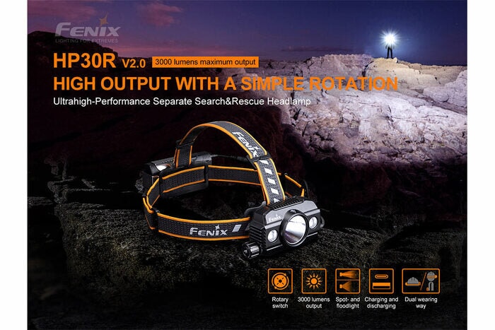 Fenix HP30R V2.0 3000 Lumens Rechargeable Headlamp Headlamp Fenix 