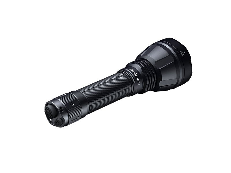 Fenix HT32 rechargeable LED flashlight with 2500 lumens brightness and red, green, and white light outputs for outdoor and hunting use