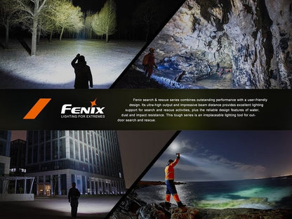 Fenix LR40R V2.0 rechargeable LED flashlight with 15,000 lumens brightness for search, rescue, and outdoor professional applications