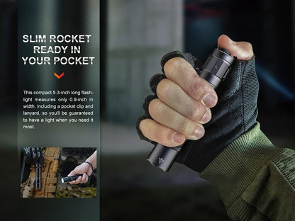 Fenix PD35R compact rechargeable tactical LED flashlight with 1700 lumens brightness for law enforcement, work, and outdoor use