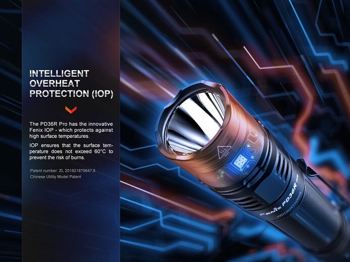 Fenix PD36R Pro heavy-duty rechargeable tactical LED flashlight with 2800 lumens brightness for law enforcement and outdoor lighting