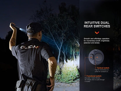 Fenix PD36R Pro heavy-duty rechargeable tactical LED flashlight with 2800 lumens brightness for law enforcement and outdoor lighting