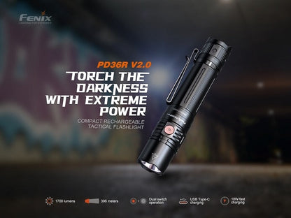 FENIX PD36R V2.0 COMPACT RECHARGEABLE TACTICAL FLASHLIGHT Flashlight Fenix 