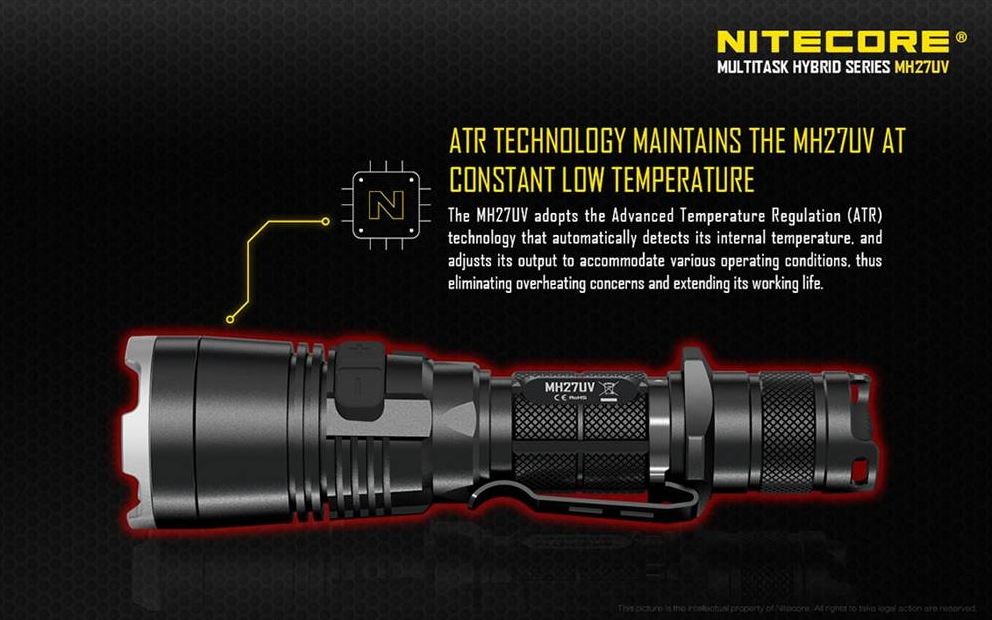 Nitecore MH27UV 1000 Lumens USB Rechargeable LED Flashlight W/ Red, Blue, And Ultraviolet LED Flashlight Nitecore 