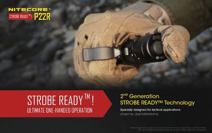 Nitecore P22R USB-C rechargeable strobe-ready tactical LED flashlight with 1800 lumens brightness for law enforcement and defense use