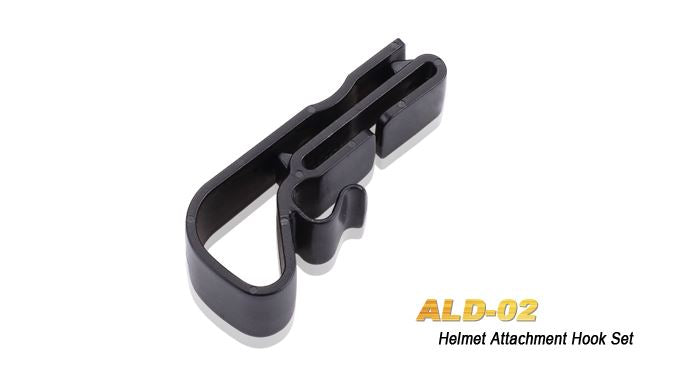 Fenix ALD-02 helmet attachment hook set for securing headlamps on helmets with durable plastic clips for work and outdoor use