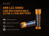 Fenix ARB-L21-5000U Li-ion Rechargeable 21700 Battery with Micro USB Charging Port Rechargeable Batteries Fenix 