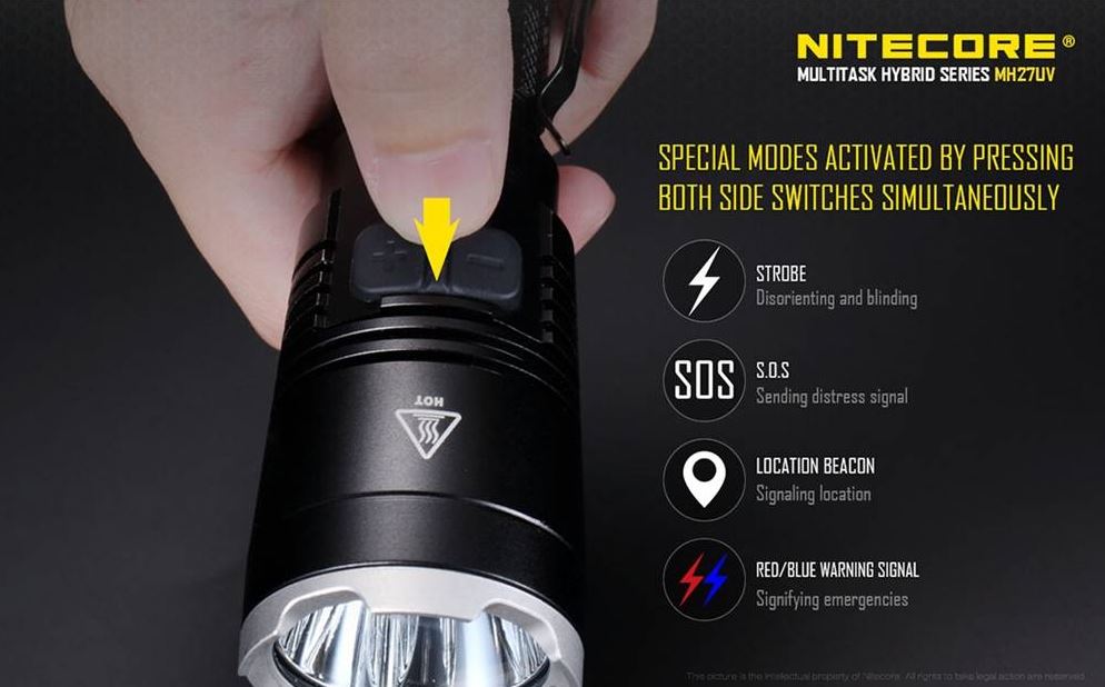 Nitecore MH27UV 1000 Lumens USB Rechargeable LED Flashlight W/ Red, Blue, And Ultraviolet LED Flashlight Nitecore 