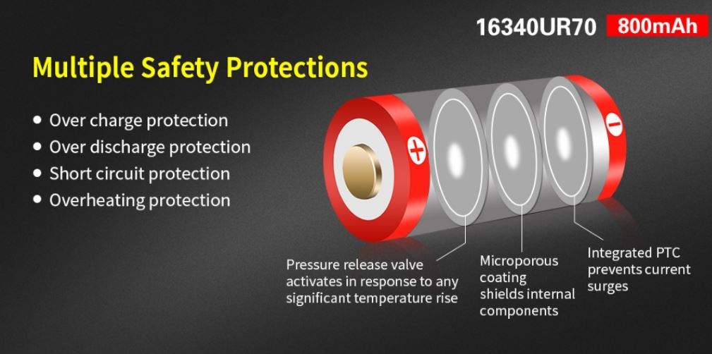 Klarus 16340-700mAh Rechargeable Battery (with USB port)