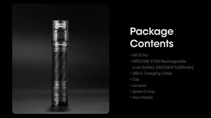 Nitecore MH12 Pro USB-C rechargeable tactical LED flashlight with 3300 lumens brightness for law enforcement, duty, and outdoor lighting