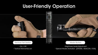 Nitecore MH12 Pro USB-C rechargeable tactical LED flashlight with 3300 lumens brightness for law enforcement, duty, and outdoor lighting