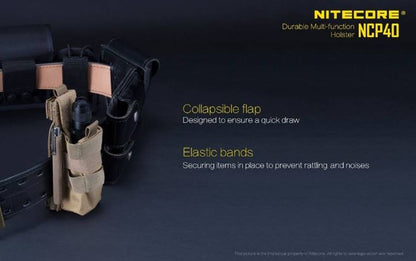 Nitecore NCP40 tactical flashlight holster carry case available in multiple options for LED flashlights, duty, and outdoor use