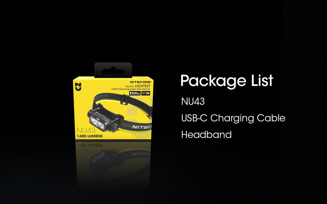 NITECORE NU43 Lightweight USB-C Rechargeable Headlamp - 1400 Lumens Headlamp NItecore 
