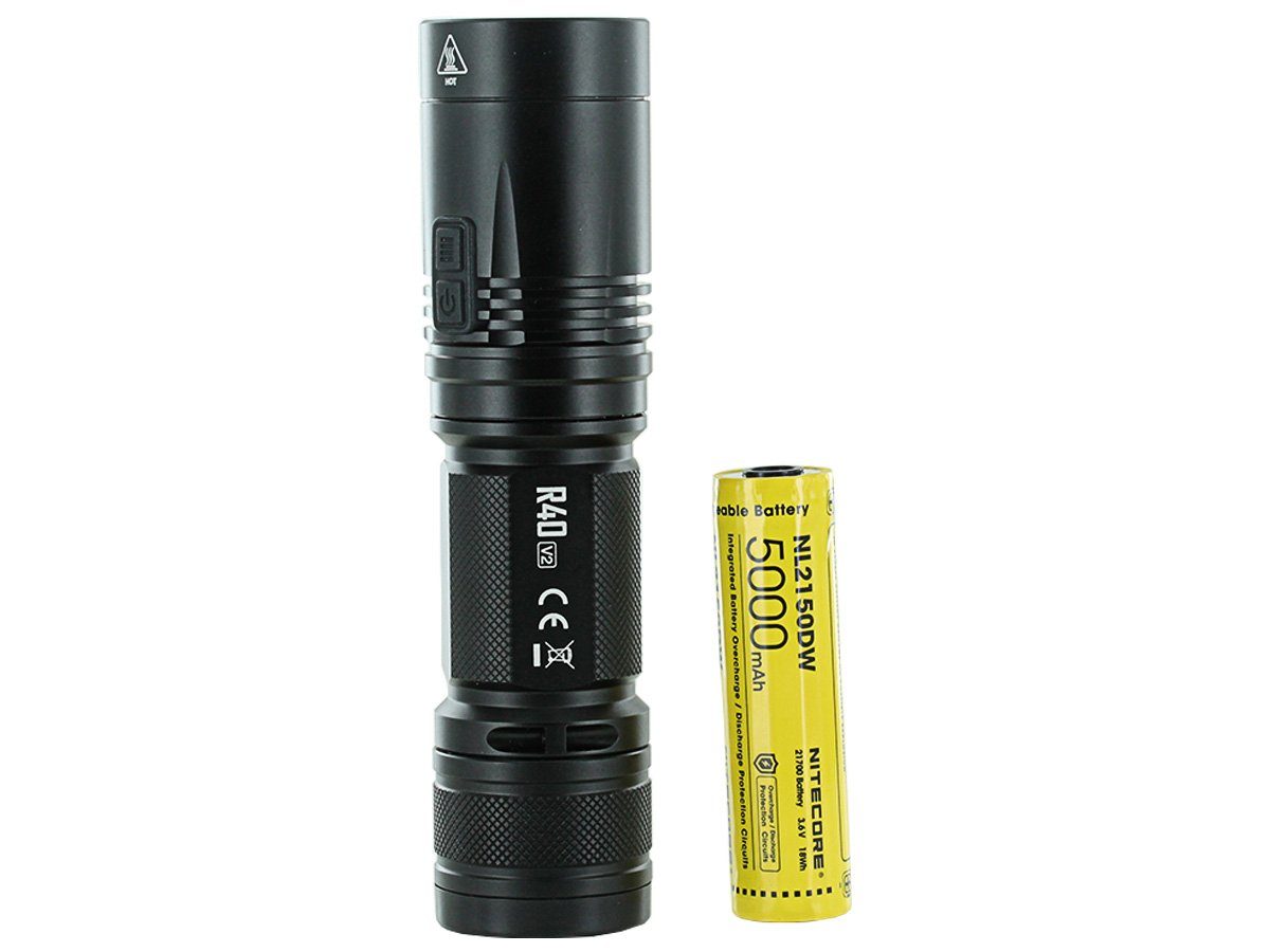 Nitecore R40 V2 rechargeable LED flashlight with 1200 lumens brightness and wireless charging for patrol, duty, and professional lighting