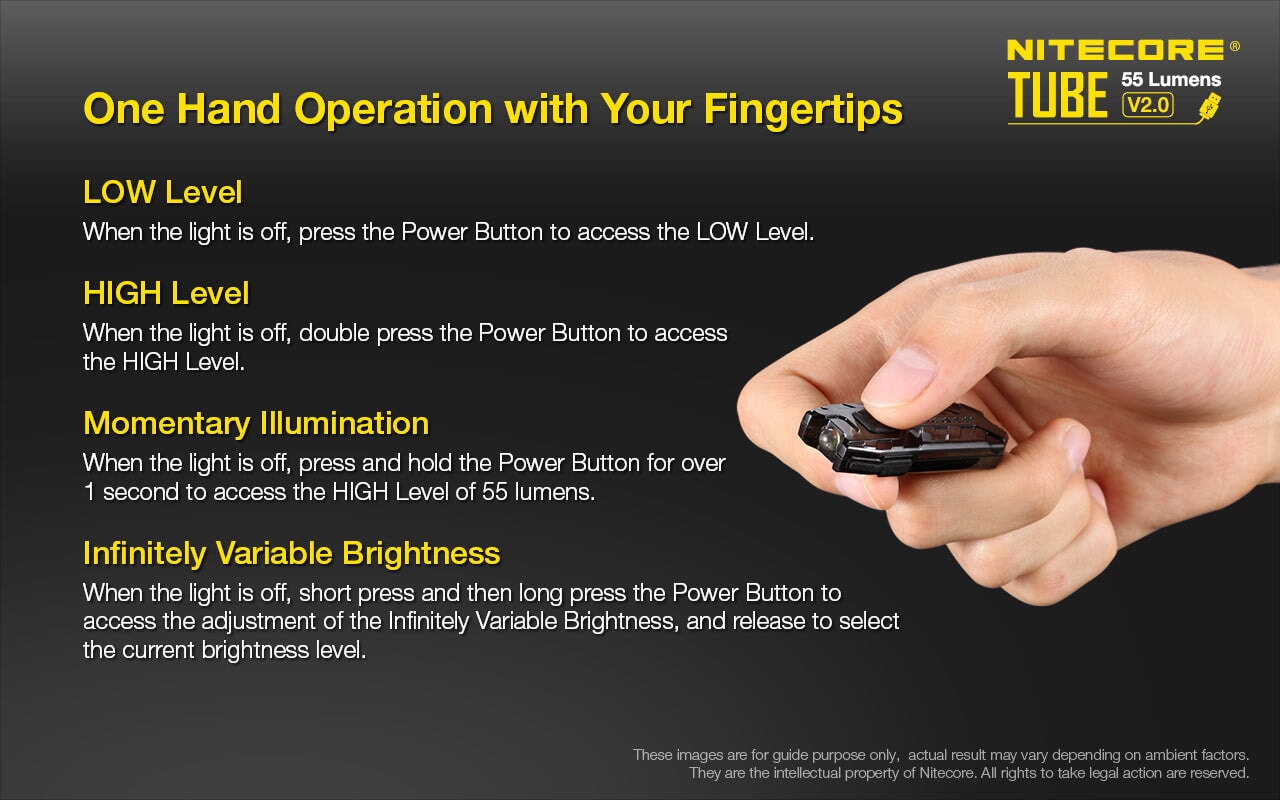 Nitecore Tube v2.0 55 Lumens USB Rechargeable Black LED Keylight Keychain LED Flashlight Nitecore 